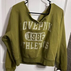 NWOT PINK Victoria's Secret Olive Sweatshirt